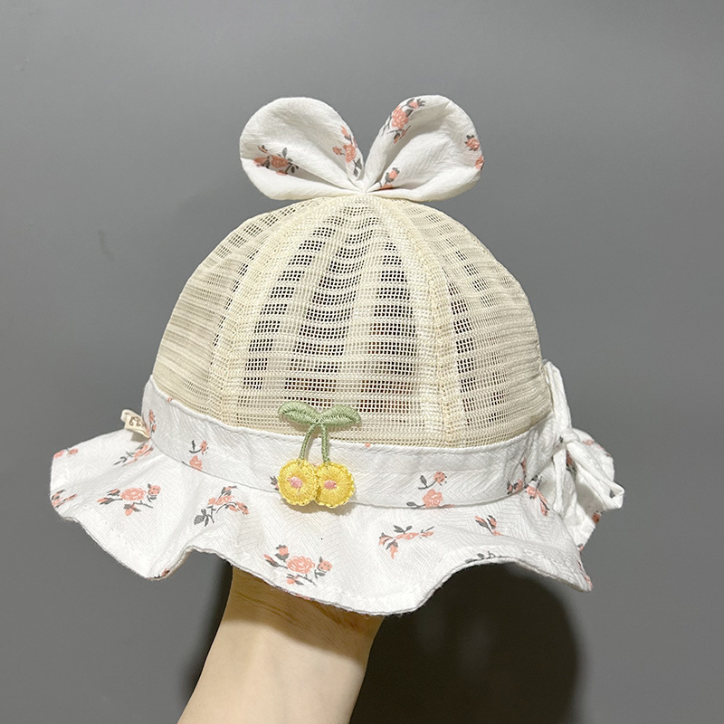 Caps Hats Spring Summer Sun Hat for Baby Girl Cute Dot Print Infant Bucket Cap Sweet Princess Bowknot born Beanie Caps Gorras 230427