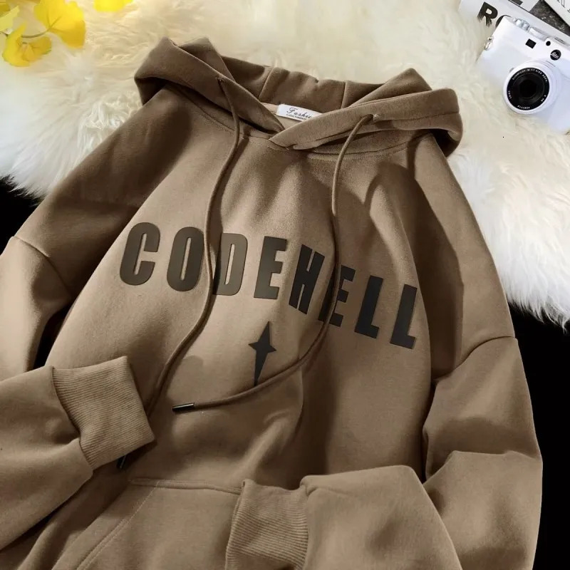 Men's Hoodies Sweatshirts Men Autumn And Winter Velvet Thickened Hooded Japanese Casual Loose Couple Fashion Versatile Harajuku Cute 231124