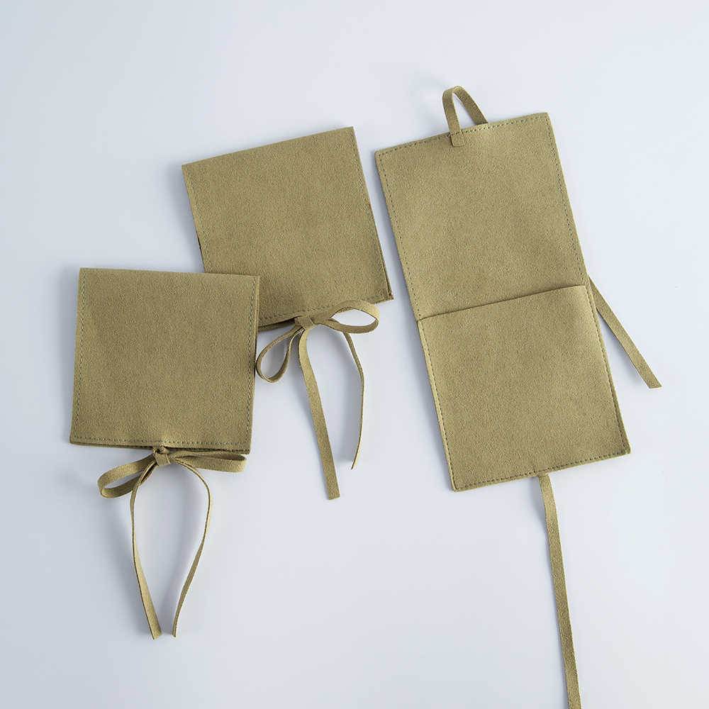 50pcs Microfiber Envelope Bag with Rope Dark Green Necklace Rings Earrings Brooch Jewelry Package Pouch Suede Jewellry Packaging Small Wedding Favor P