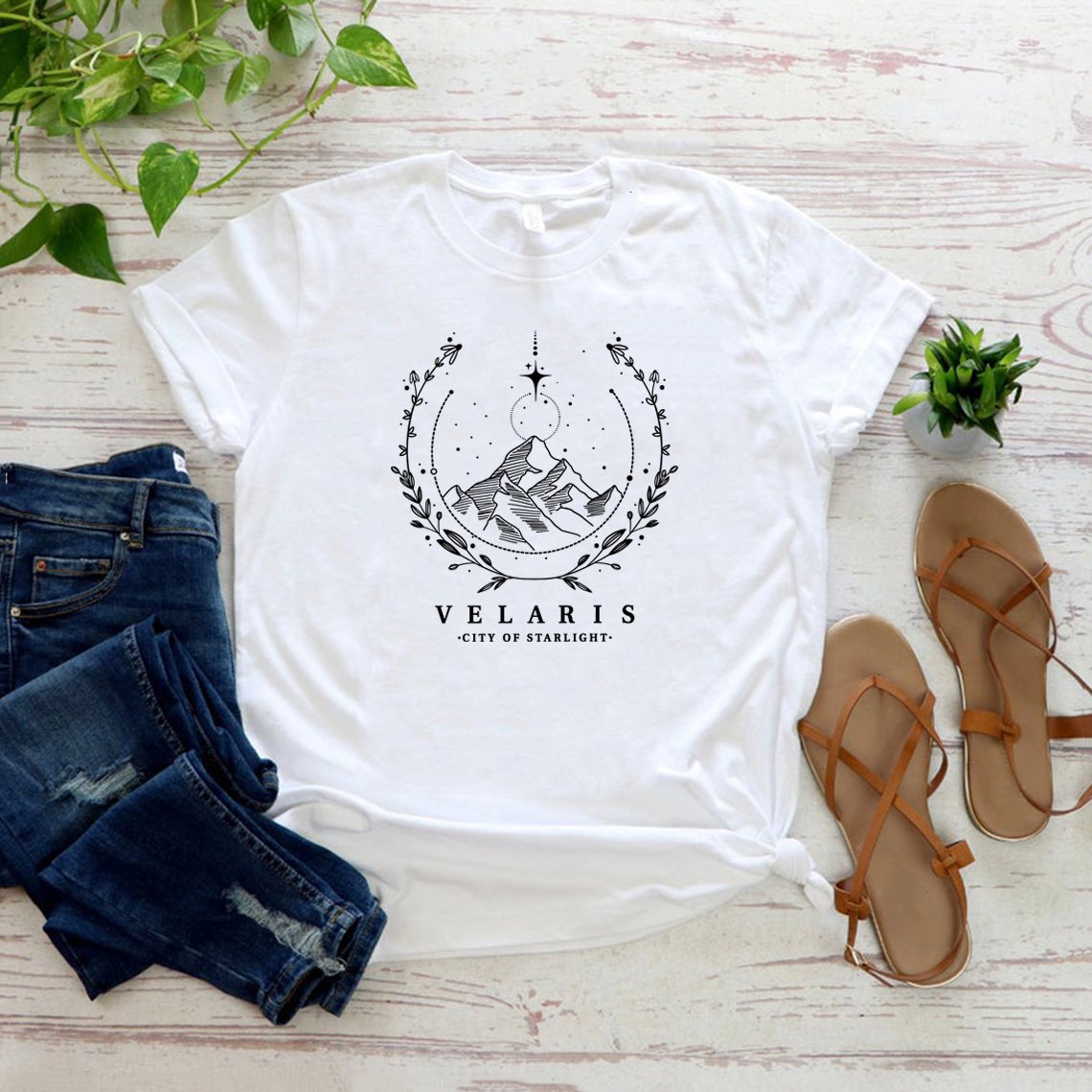 Women's T Shirt Kaus Velaris Acotar The Night Court Wanita Vintage Lengan Pendek Atasan Kota Starlight SJM 230427