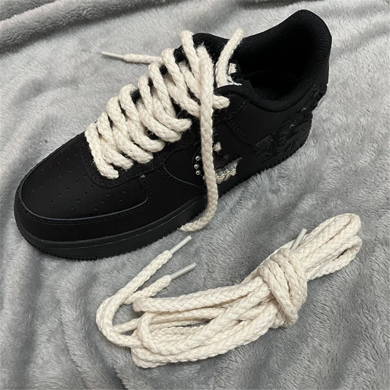 Shoe Parts Accessories Linen Cotton laces 7mm Bold Round Shoelaces for Sneakers Laces Shoes Boot Shoelace 100 120 140 160 180CM Shoestrings 1Pair 2311