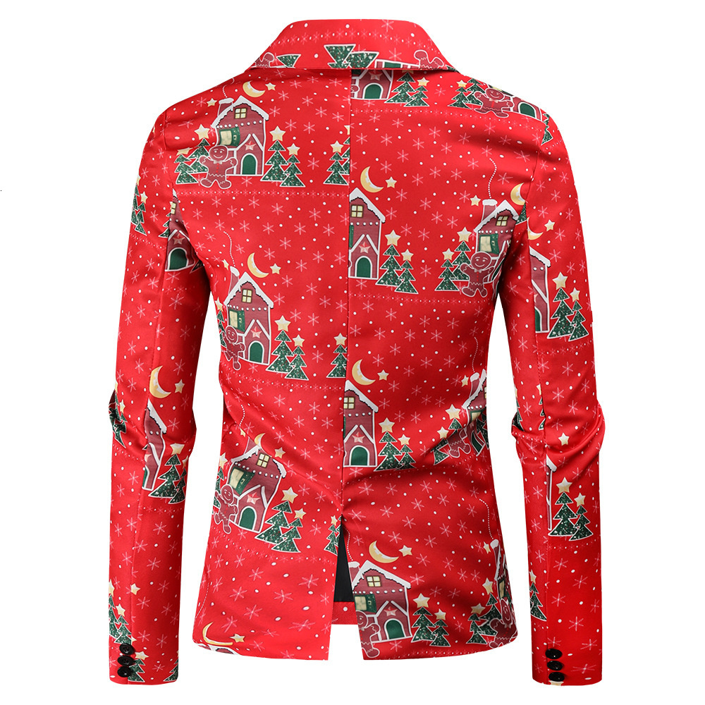 Men's Suits Blazers Boutique Men's S-4XL suit Trousers Men's Casual and Comfortable Christmas Fashion 3D Printing Christmas Tree 2-piec