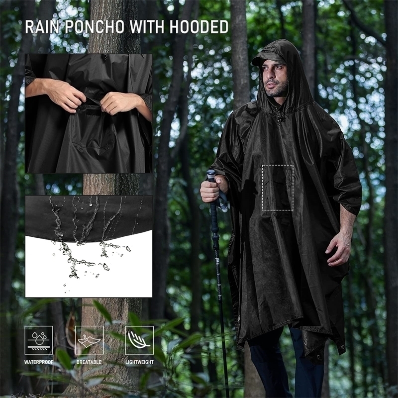 Raincoats 3 In 1 Luar Ruangan Militer Tahan Air Jas Hujan Mantel Pria Wanita Tenda dari Sepeda Motor Ponco Piknik Tikar l230426