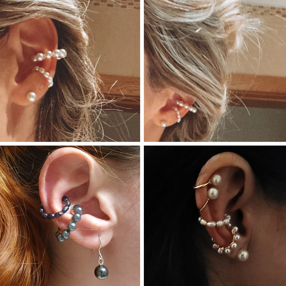 Ear Cuff Baru Modis Mutiara Manset Telinga Bohemia Stackable C Berbentuk CZ Berlian Imitasi Kecil Earcuff Anting Klip untuk Wanita Perhiasan Pernikaha