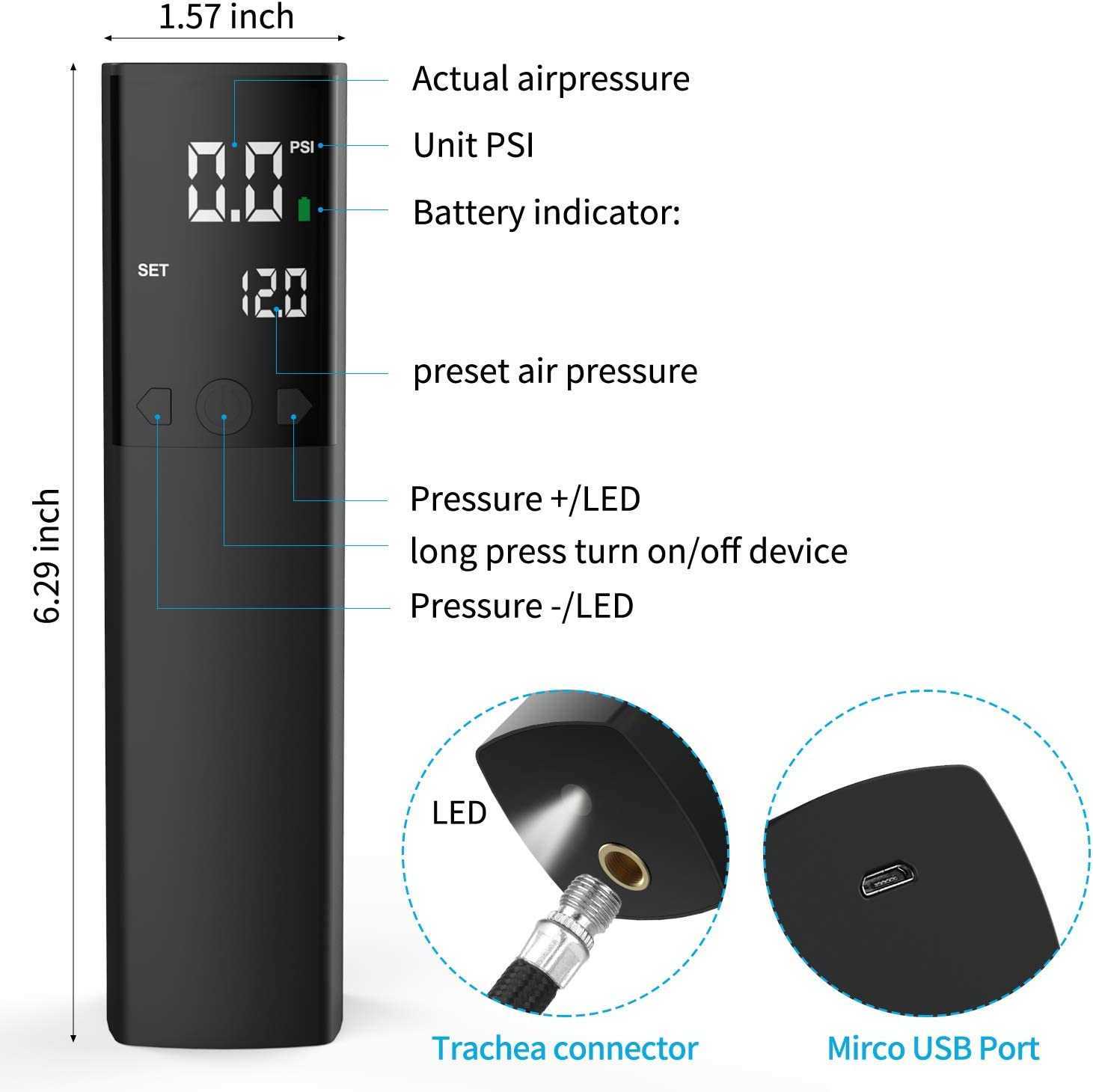 2022 Electric Smart Air Pump Portable Fast Ball Iation with Digital LCD Display for Football Basketball Volleyball