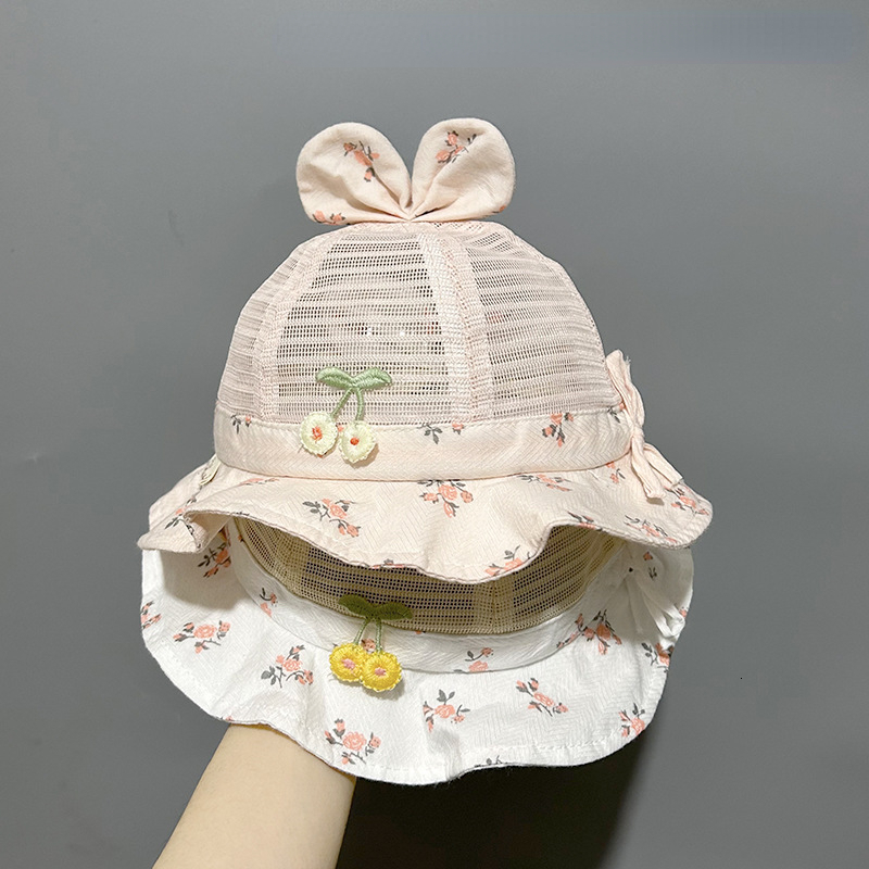 Caps Hats Spring Summer Sun Hat for Baby Girl Cute Dot Print Infant Bucket Cap Sweet Princess Bowknot born Beanie Caps Gorras 230427