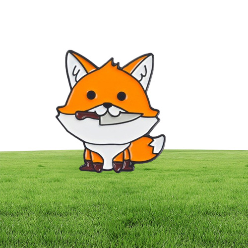 European Unisex Rabbit Fox Frog Penguin Dinosaur Shaped Brooches Pins Cartoon Alloy Animal Series Paint Badge Backpack Swea