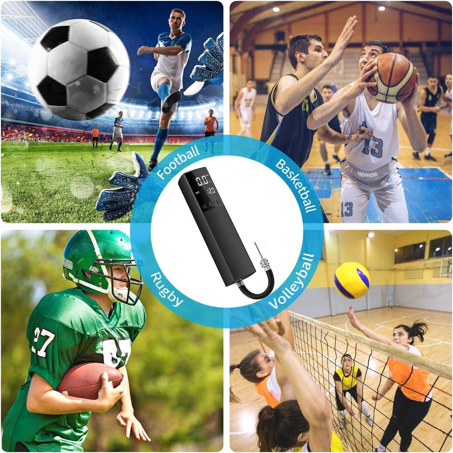 2022 Electric Smart Air Pump Portable Fast Ball Iation with Digital LCD Display for Football Basketball Volleyball