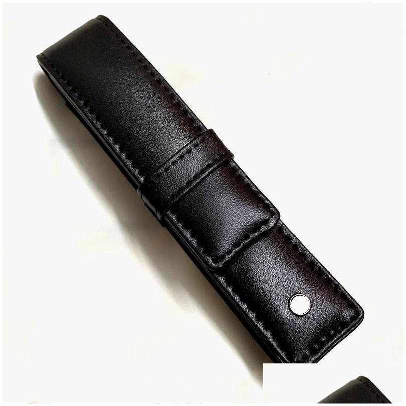 wholesale Pencil Bags High Quality Black Leather Pen Bag Office Stationery Fashion Case For Single Drop Delivery School Business Industrial Su Dhwmd