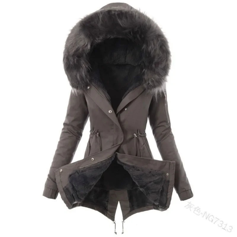 Women's Wool Blends Fashion Women Winter Keep Warm Faux Fur Hooded Coat Casual Long Sleeve Thickening Liner Jacket Outwear 231124