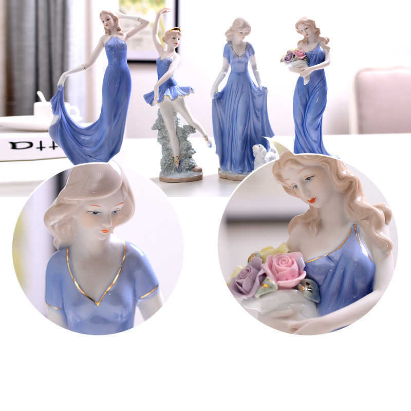 Arts and Crafts European Ceramic Beauty Figurine Home Furnishing Crafts Decoration Western Lady Girls Porcelain Handicraft Ornament Wedding Gift Y23