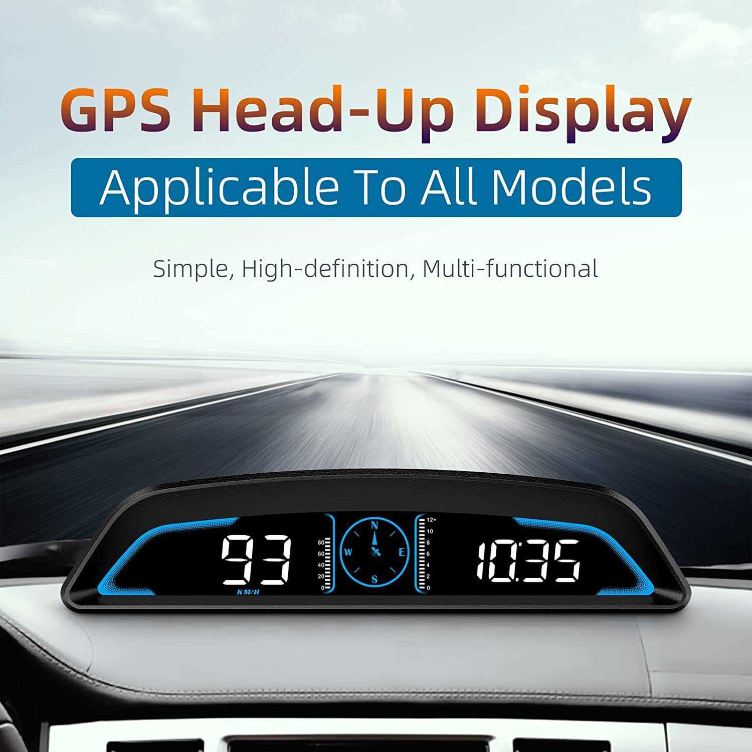 2022 GPS HUD Auto Speedometer Head Up Display Car Smart Digital Alarm Reminder Meter Car Electronics Accessories for All Car