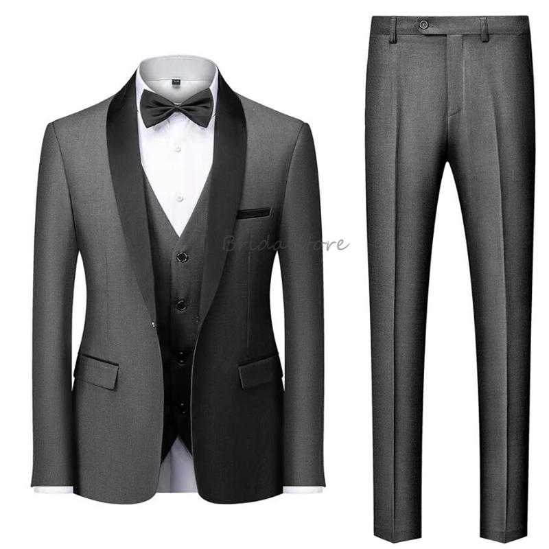 Fitted White Gray Wedding Tuxedos 2024 Peak Lapel Blazers Bespoke 3 Pieces Male Bussiness Slim Outfit Suit Royal Blue Burgundy Formal Prom Men Party S