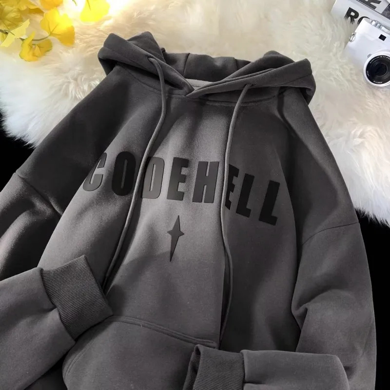 Men's Hoodies Sweatshirts Men Autumn And Winter Velvet Thickened Hooded Japanese Casual Loose Couple Fashion Versatile Harajuku Cute 231124