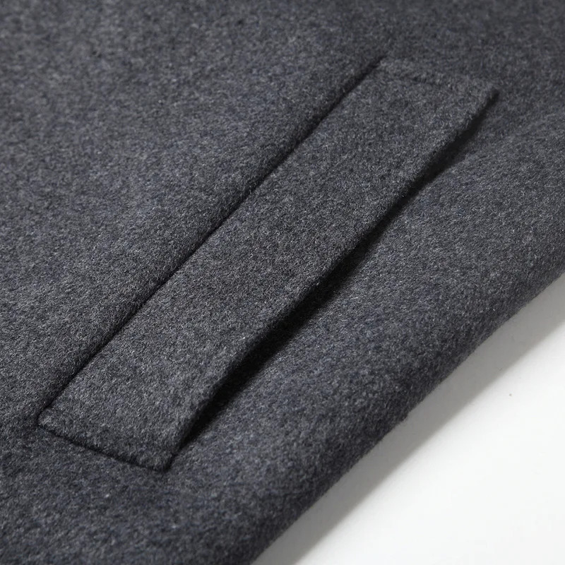 Men's Fur Faux Winter Jacket for Men Classic Causal Commute Mid Long Coat Thickened Gray 50 Wool Blends Korean Fashion Warm Overcoat 231124