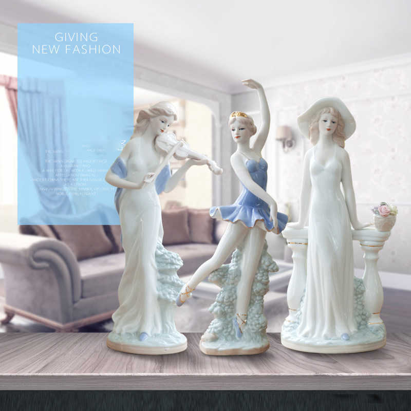 Arts and Crafts European Ceramic Beauty Figurine Home Furnishing Crafts Decoration Western Lady Girls Porcelain Handicraft Ornament Wedding Gift Y23