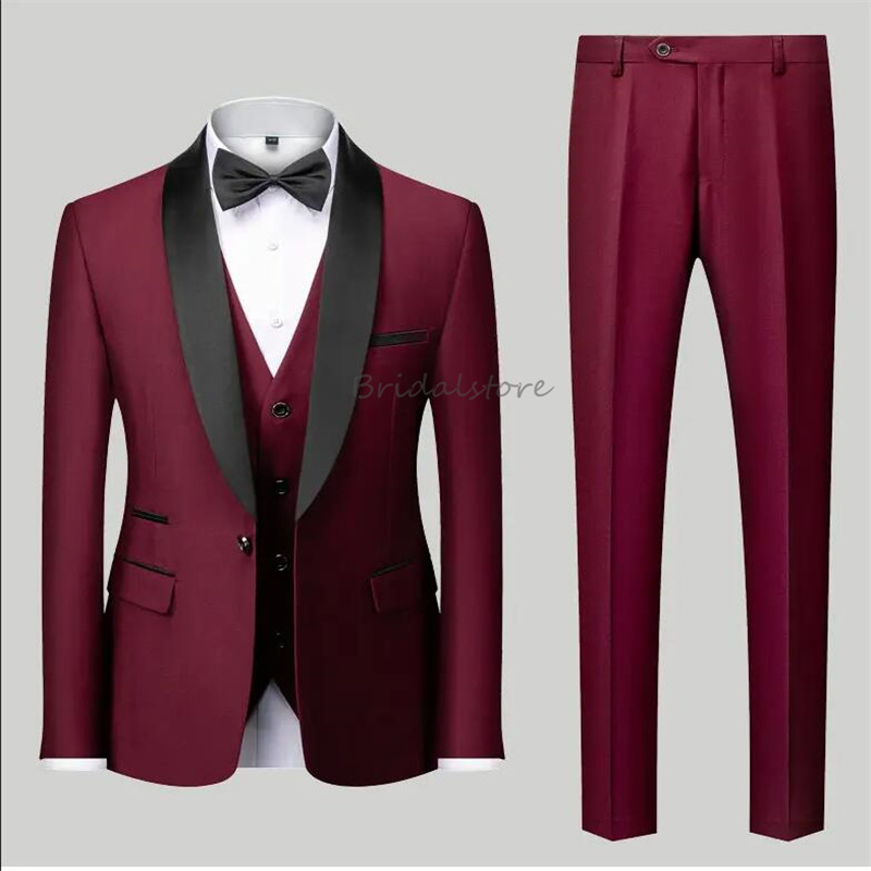 Fitted White Gray Wedding Tuxedos 2024 Peak Lapel Blazers Bespoke 3 Pieces Male Bussiness Slim Outfit Suit Royal Blue Burgundy Formal Prom Men Party S