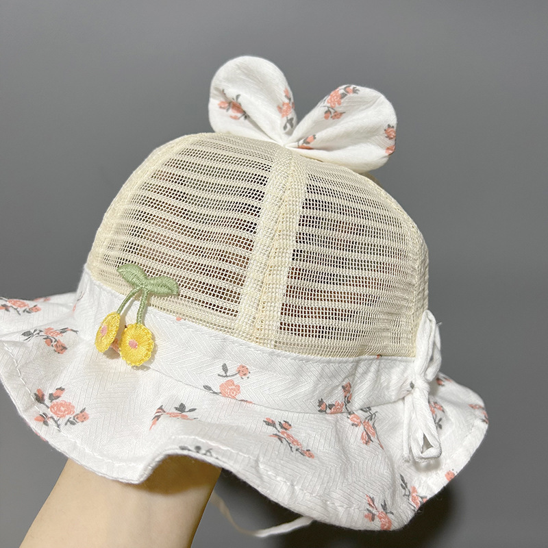 Caps Hats Spring Summer Sun Hat for Baby Girl Cute Dot Print Infant Bucket Cap Sweet Princess Bowknot born Beanie Caps Gorras 230427