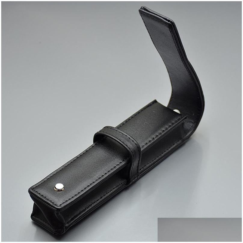 wholesale Pencil Bags High Quality Black Leather Pen Bag Office Stationery Fashion Case For Single Drop Delivery School Business Industrial Su Dhwmd