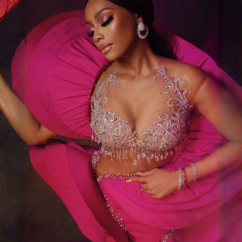 Lastest Aso Ebi Prom Fuia Mermaid Beading Unique Design Evening Dresses African Arabic Second Reception Birthday Party Gowns Gala Pageant Gown St363 6