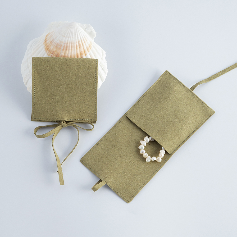 50pcs Microfiber Envelope Bag with Rope Dark Green Necklace Rings Earrings Brooch Jewelry Package Pouch Suede Jewellry Packaging Small Wedding Favor P