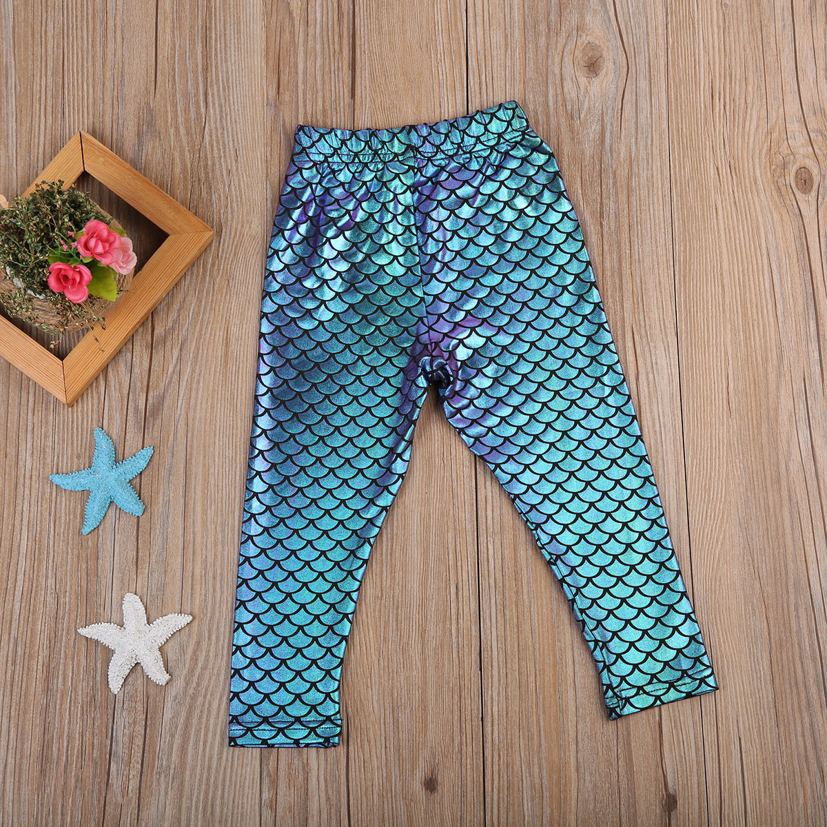 Trousers Baru Balita Bayi Anak Anak anak Perempuan Kurus Putri Duyung Ikan Mengkilap Skala Legging Elastis Celana Panjang 230426