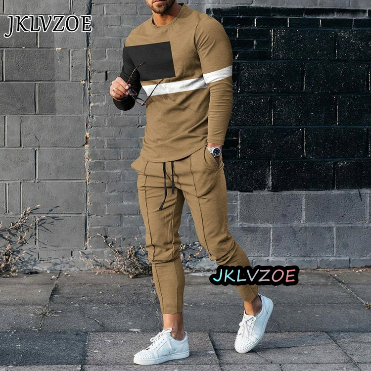 Men's Tracksuits Fashion 3D Print Casual Male Clothes Oversized Tracksuits 2 Piece Suit Men's Long Sleeve T-shirt Set Sports Pants Outfit 23