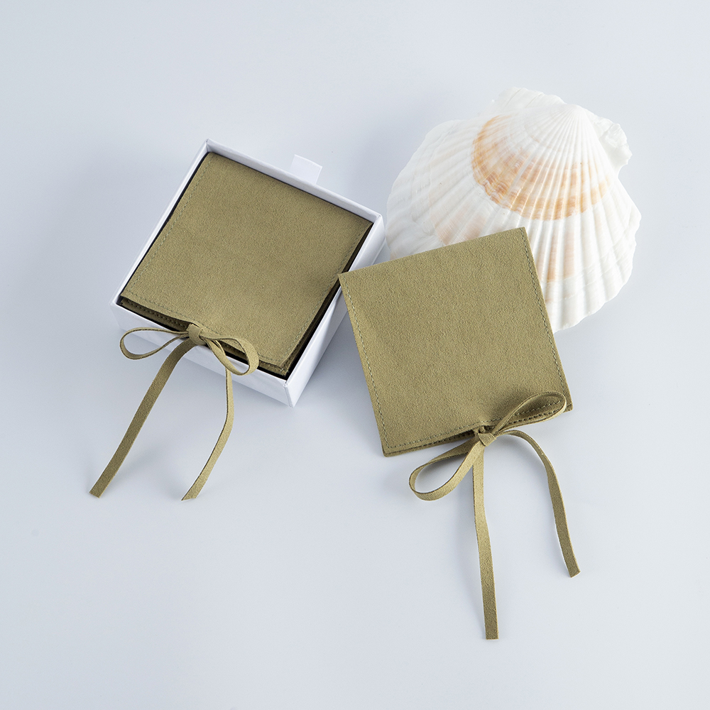 50pcs Microfiber Envelope Bag with Rope Dark Green Necklace Rings Earrings Brooch Jewelry Package Pouch Suede Jewellry Packaging Small Wedding Favor P