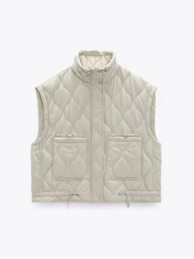 Women's Vest's Vest Quilted Lightweight Zip Pockets Waistcoat Padded Gilet Black Sleeveless Cotton Jacket Outerwear 231124