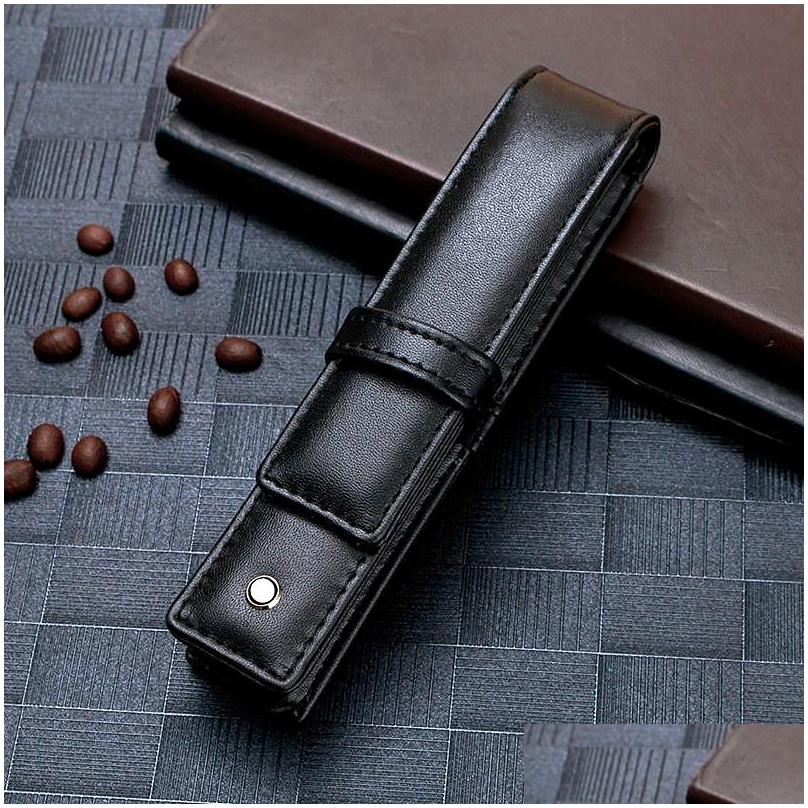wholesale Pencil Bags High Quality Black Leather Pen Bag Office Stationery Fashion Case For Single Drop Delivery School Business Industrial Su Dhwmd