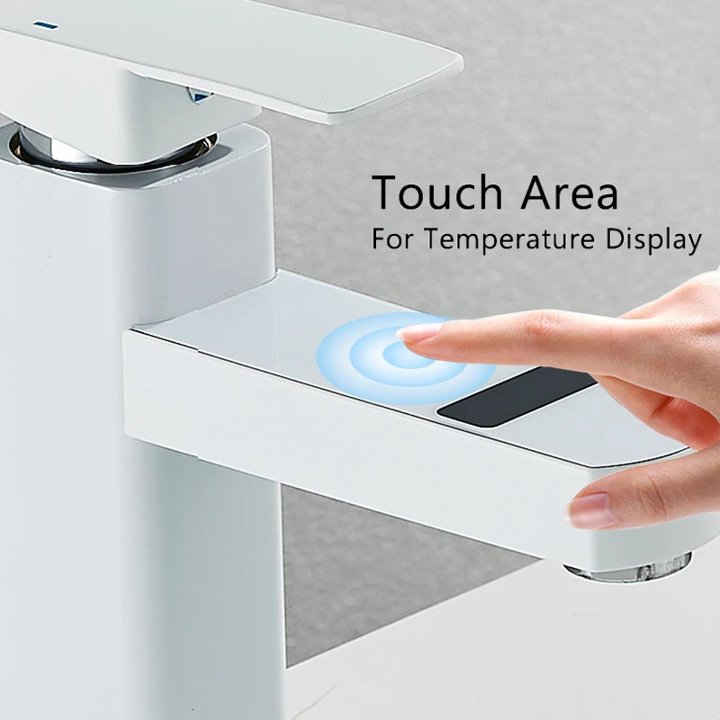 Kitchen Faucets Shinesia Bathroom Faucet Sink Basin LED Digital Temperature Mixer Taps Smart Deck Mounted Cold Water Tap 231127