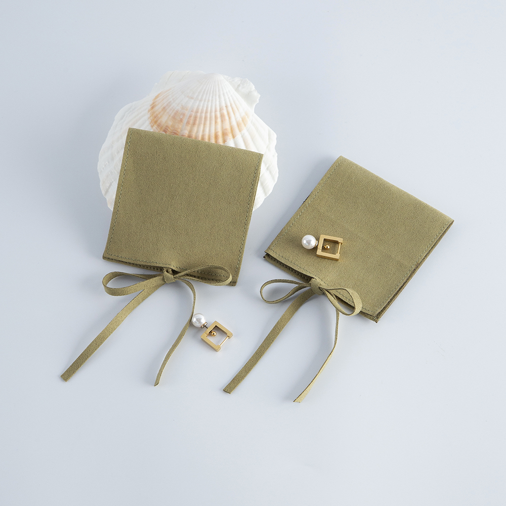 50pcs Microfiber Envelope Bag with Rope Dark Green Necklace Rings Earrings Brooch Jewelry Package Pouch Suede Jewellry Packaging Small Wedding Favor P