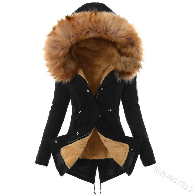Women's Wool Blends Fashion Women Winter Keep Warm Faux Fur Hooded Coat Casual Long Sleeve Thickening Liner Jacket Outwear 231124
