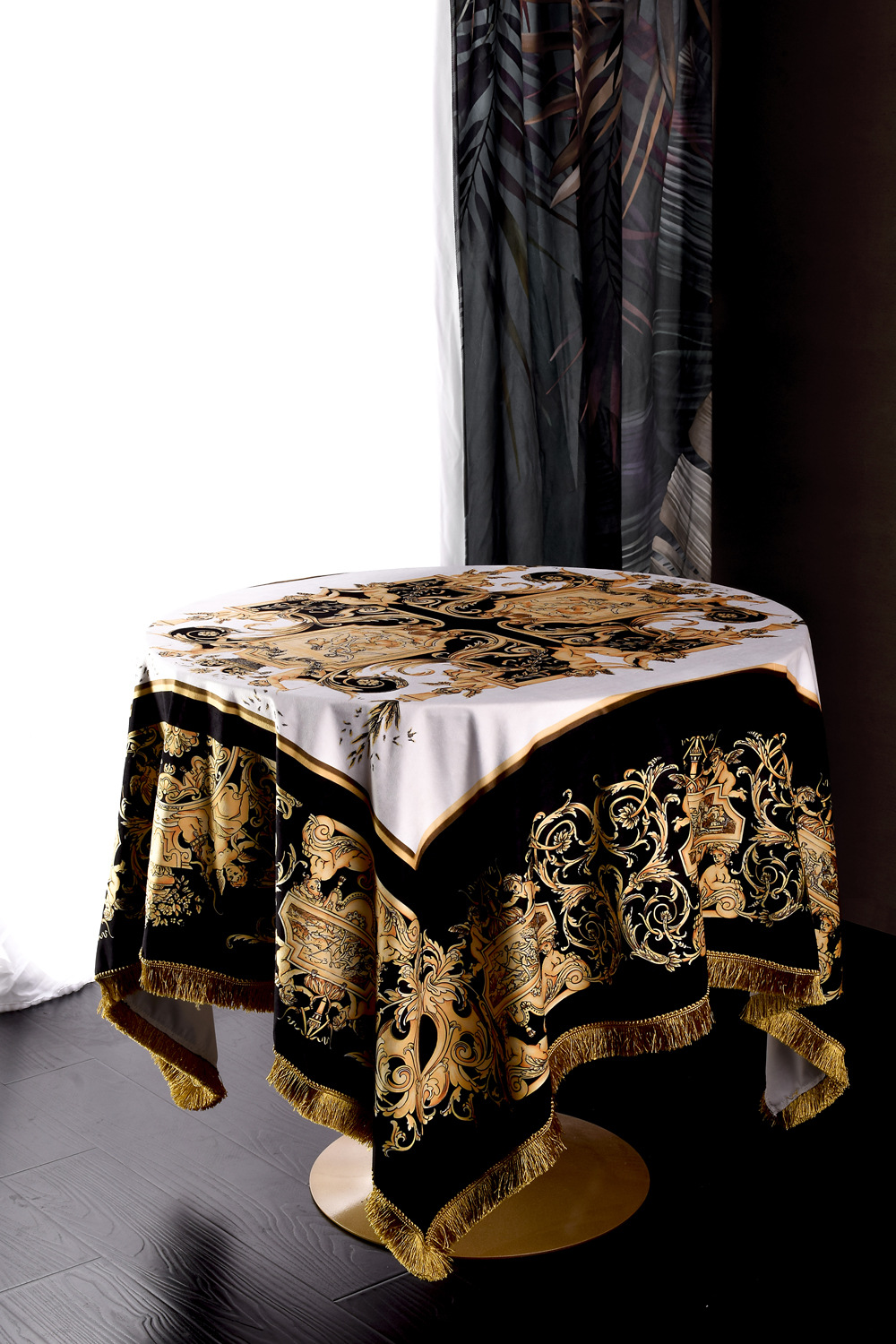 Retro Tablecloths for Dining Table Rectangular Round Tassels Jacquard Floral Chair Cover Table Cover Party Events Home