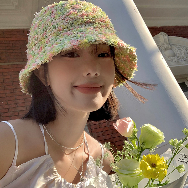Caps Hats Summer Korean Fashion Hyunya Style Colorful Straw Hat for Women Sun Visor Hat Hand Woven Straw Hat Beach Panama Hat 230427