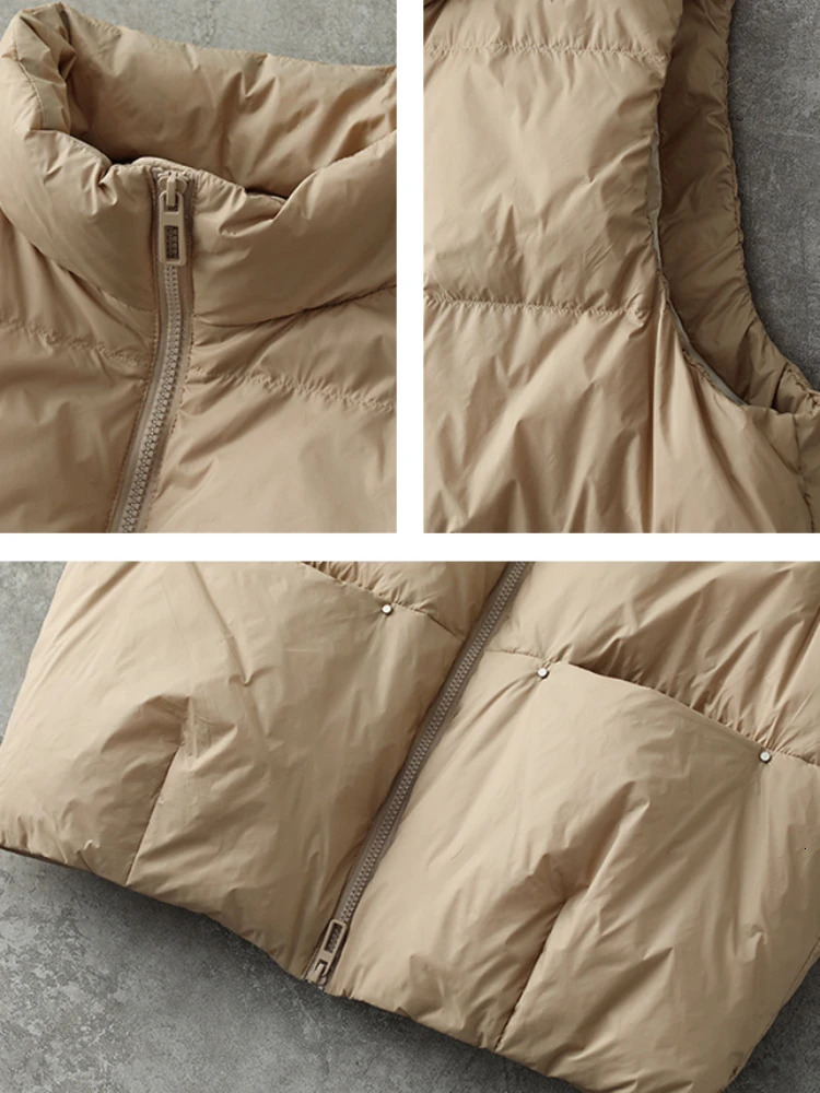 Women's Vests Winter for Women 2023 Autumn Zipper Loose Solid Down Cotton Short Vest Coat Casual Sleeveless Jacket Waistcoat Female 231124