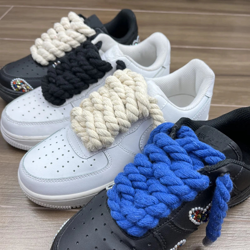 Shoe Parts Accessories Fashion 10MM Width Round Linen Shoelaces for Sneakers Suitable Board Shoes Canvas A AJ Rope Sport Shoelace Decoration 231127