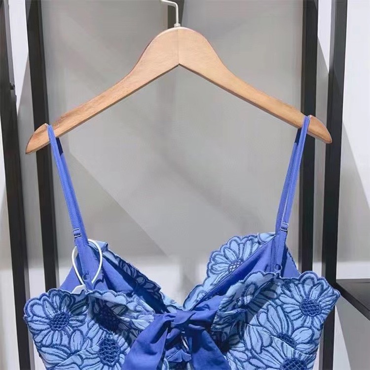 S-a-n-d-r-o French dress V-neck trendy small daisy hook flower hollowed out suspender slim fitting women's long dress
