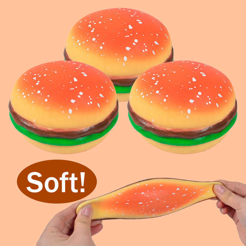 Decompression Toy Burger Stress Ball 3D Squishy Hamburger Fidget Toys Silicone Decompression Silicone Squeeze Fidget Ball Fidget Sensory Toy 2022