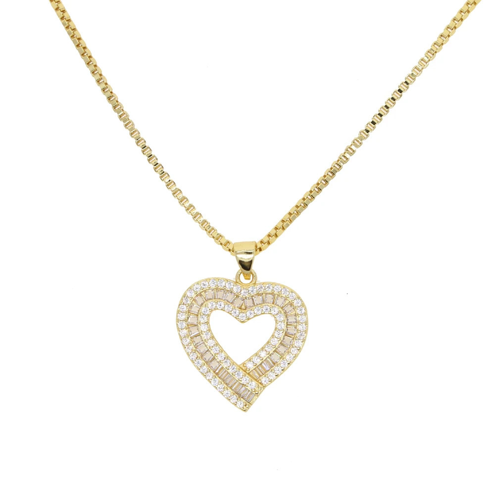 Chokers Gold Silver Color Full Paved CZ Heart Pendent Women Necklace Gorgeous Female Engagement Jewelry Necklaces Selling box chain 231127