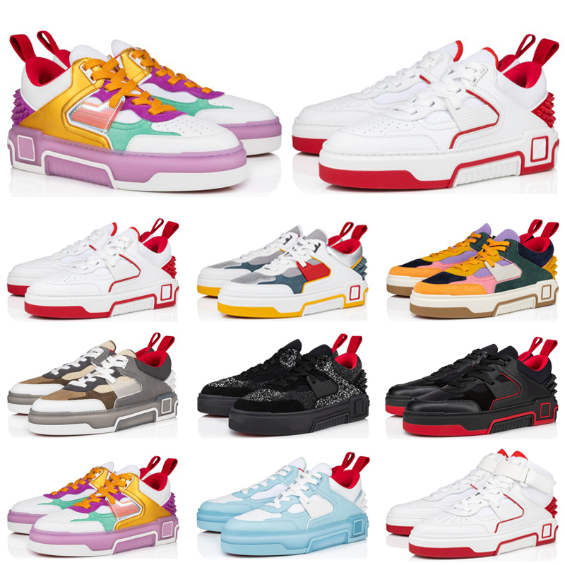 ASTROLOUBI Designer Dress Casual Shoes Men Women skate sneakers Leather Rivets Mesh Blue Purple Grey White Multi-color Splicing Womens Outdoor Sports Platform Shoe