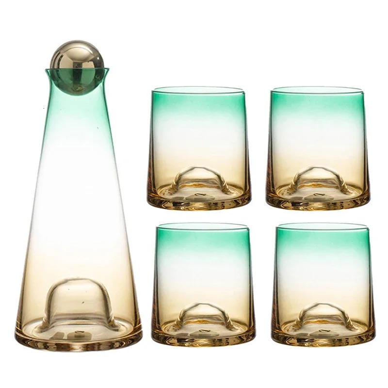 Bar Tools 280 1100ml Creative Amber Gradient Green Set Whiskey Vodka Sake Wine Pot Family Cold Water Bottle Juice Drinkware Cup 231127