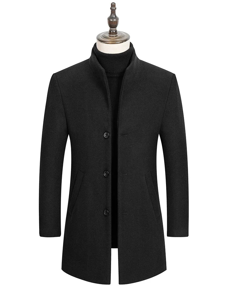 Men's Fur Faux 2023 Fashion Leisure Boutique Business Solid Color Slim Wool Coat Trench Jacket Blends 231124