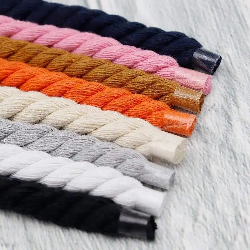 Shoe Parts Accessories Fashion 10MM Width Round Linen Shoelaces for Sneakers Suitable Board Shoes Canvas A AJ Rope Sport Shoelace Decoration 231127