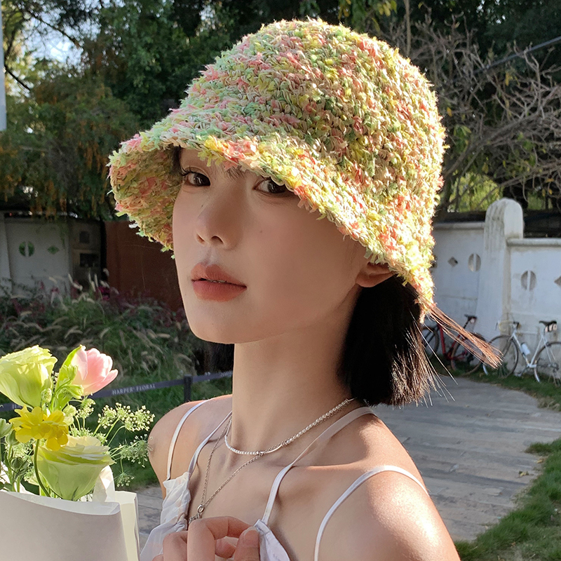 Caps Hats Summer Korean Fashion Hyunya Style Colorful Straw Hat for Women Sun Visor Hat Hand Woven Straw Hat Beach Panama Hat 230427