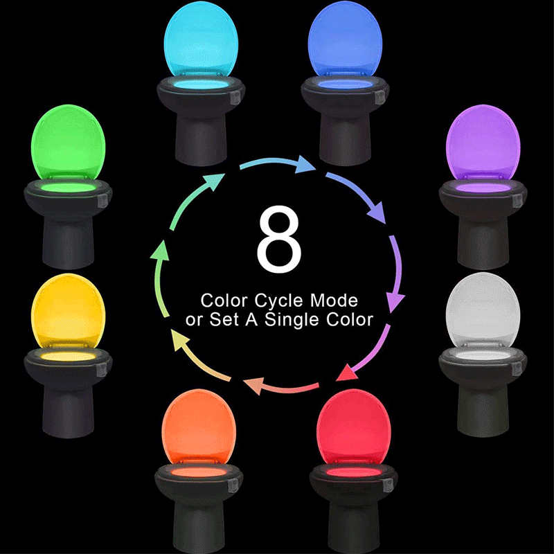 Toilet Night LED Light Lamp 8 16 Colours Smart Bathroom Closestool Supplies Human Motion Sensor Activated PIR Automatic RGB Backlight Luminaria WC Bow