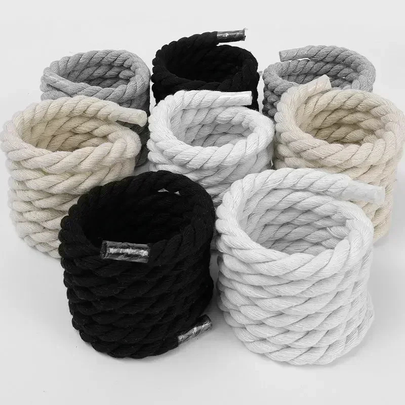 Shoe Parts Accessories 2PCS 120 160CM Thick Cotton Line Weaving Twisted Rope Bold Shoelace Men Sneakers Low top Canvas Laces Strings 231127