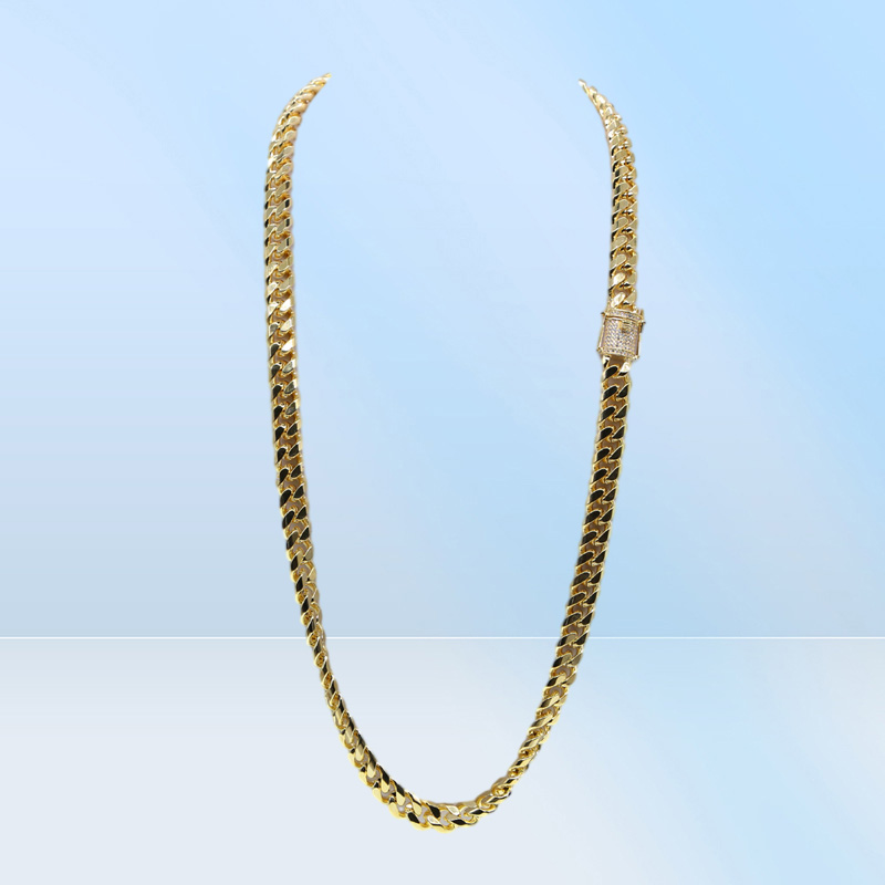 Fashion Hip Hop Men Necklace Chain Gold Filled Curb Cuban Long Necklace Link Men Choker Male Female Collier Jewelry 61cm 71cm