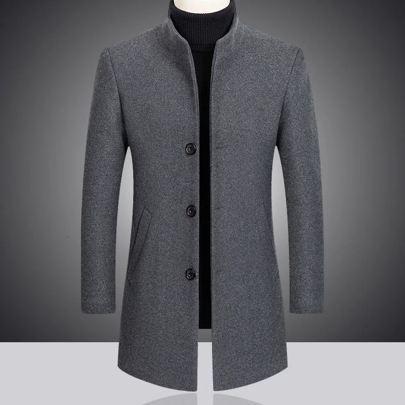 Men's Fur Faux 2023 Fashion Leisure Boutique Business Solid Color Slim Wool Coat Trench Jacket Blends 231124