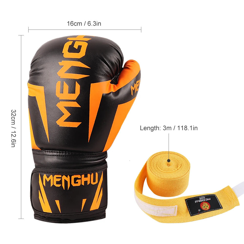 Sports Gloves 1 Pair Boxing Gloves Muay Thai MMA Punching Training Bag Gloves Adjustable Handwraps Sports Mittens with Wrist Support Straps 231127